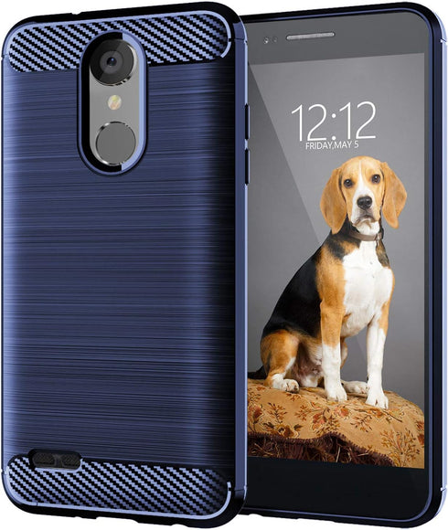 Slim Thin Soft Flexible TPU Carbon Fiber Shockproof Texture Protective Cover for LG Aristo 2, Compatible with LG