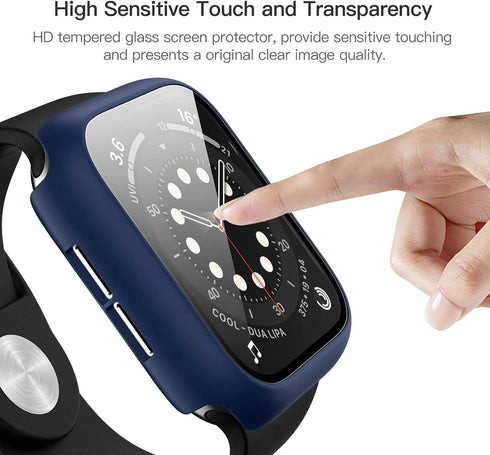 Haojavo 12 Pack Case with Tempered Glass Screen Protector for Apple Watch 44mm SE (2nd Gen) Series 6 5 4 SE, Full Hard