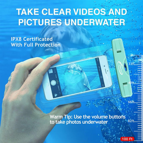 AiRunTech Waterproof Case for iPhone 14/13/12, Dry Bag Pouch for Beach Kayaking Travel (Black + Green)
