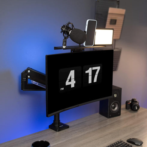 VIVO 16 inch Above/Behind VESA Monitor Livestream Device Shelf Mount, Holds Cameras, Webcams, Microphones, Black