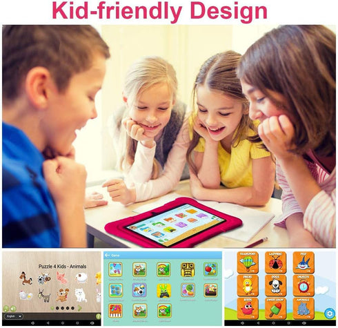 PRITOM 7 inch Kids Tablet, Quad Core Android OS, 32 GB ROM, WiFi, Bluetooth, Dual Camera, Educational, Kids-Tablet Case