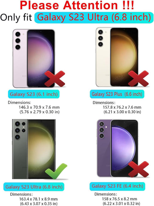 SunStory Military-Grade Protective Phone Case for Samsung Galaxy S23 Ultra, with HD Screen Protector, Kickstand & Slide
