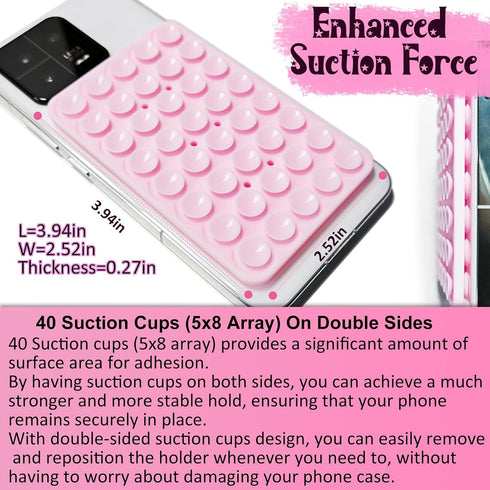 Silicone Suction Cup Phone Case Mount 2 Pack, Double Sided Non Slip Phone Accessories for CellPhone, Hands-Free Strong