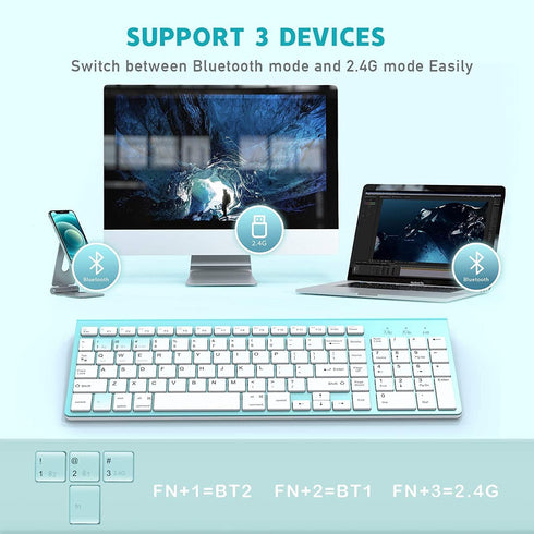 J JOYACCESS Bluetooth Wireless Keyboard, Mac Compatible Multi Device Wireless Keyboard for Laptop, Android, Windows,