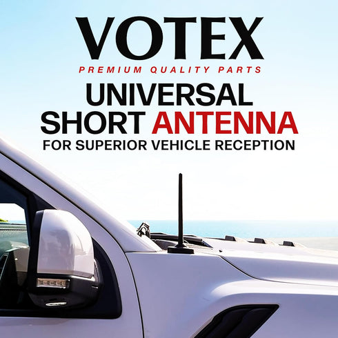 Votex 6 3/4 Inch Setup, Black Short Rubber Universal Antenna Kit - Car Wash Proof, Easy Enhanced Reception with Copper