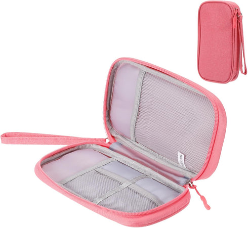 MECCANIXITY Electronic Organizer Case, Travel Cable Organizer Bag Waterproof Pouch for Cords and Chargers (Pink)