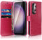 MONASAY Hot-Pink Wallet Case for Samsung Galaxy S24 5G, 6.2", RFID Blocking, with Lens & Glass Screen Protector, Credit