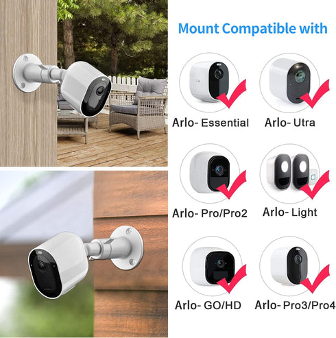 Security Camera Universal Mounting Bracket, Adjustable Metal Wall Bracket for Arlo Pro/Pro 2/Pro 3/Pro 4 & Ring Stick Up