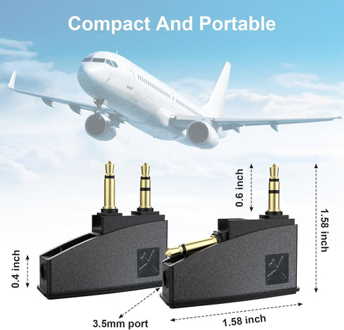 QC45 Airplane Headphone Adapter Compatible with Bose 700 QuietComfort 2 QC3 QC15 QC20 QC25 QC35 QC35ii NC700 SoundLink SoundLinkII AE2 AE2i AE2W Headphones, 3.5mm Gold-Plated Tip (2 Pack)
