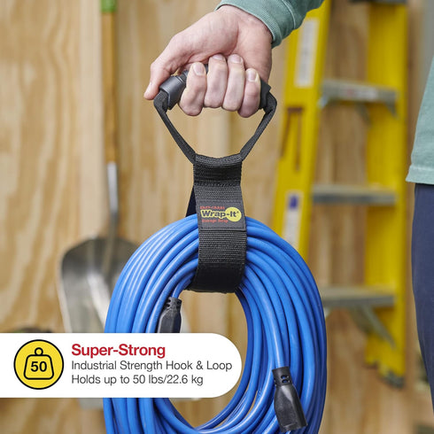 Easy-Carry Wrap-It Storage Straps - 17" (2-Pack) Heavy-Duty Hook and Loop Cord Carrying Strap, Hanger, Organizer with