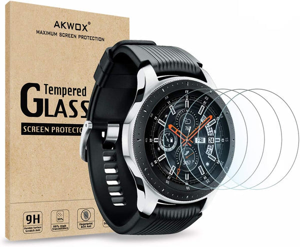 AKWOX Tempered Glass Screen Protector (4 Pack) for Samsung Galaxy Watch 4 Classic 46mm
