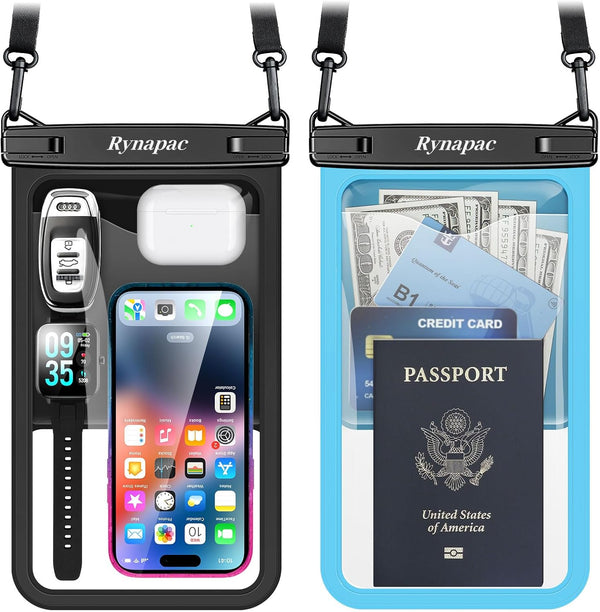 10in Waterproof Phone Pouch - IPX8 Dry Bag with Lanyard for iPhone 15/14/13/SE & Galaxy 23/22/21/20 Series.