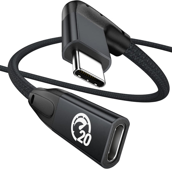 UseBean Right Angle USB C Extension Cable 1.6FT, 90 Degree USB-C 3.2 Gen 2 Male to Female Type C Extender