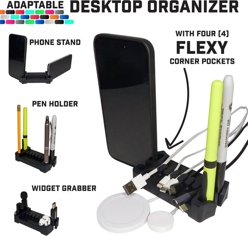 DeskBrick by CordBrick, Black Heaviest Weighted Cord Organizer for Desktop, Phone Stand & Cable Management Gift