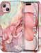 Btscase iPhone 15 Plus Case (6.7", 2023) - Rose Gold Marble Pattern, 3-in-1 Heavy Duty Shockproof Cover for Women &