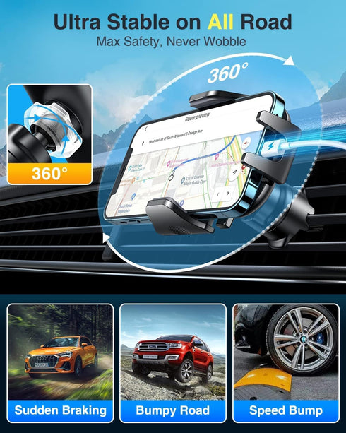 VANMASS Military-Grade Car Phone Holder, 2024 Best Suction & Clip, Dashboard Mount for iPhone 15 Pro Max