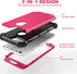IDweel Case for iPhone 6S Plus with Tempered Glass Screen Protector, 3 in 1 Shockproof Hybrid Cover, Rose Red