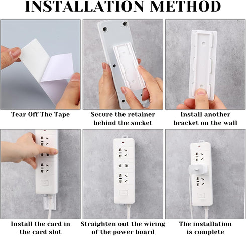 Giantree 6 Pack Self Adhesive Power Strip Holder, Punch Free Socket Holder for Kitchen Home Office