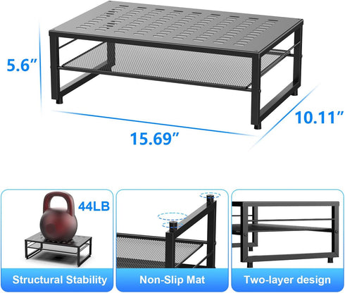 gianotter 2-Tier Metal Monitor Stand Riser, Desk Organizer for Office Supplies, Black Workspace Storage