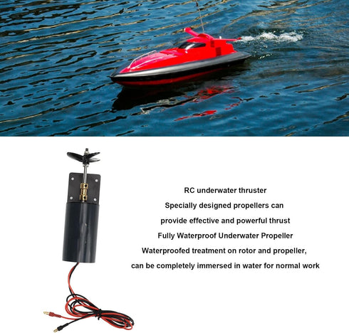 Hosi 545 50T Brushed Motor, Waterproof High Efficiency RC Underwater Thruster Impact Performance for Duck Boat (CCW)