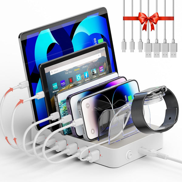 Unitek Multi USB Charging Station, 6 Port USB C Dock with 2 PD 20W for iPad, iPhone, Samsung, Tablets