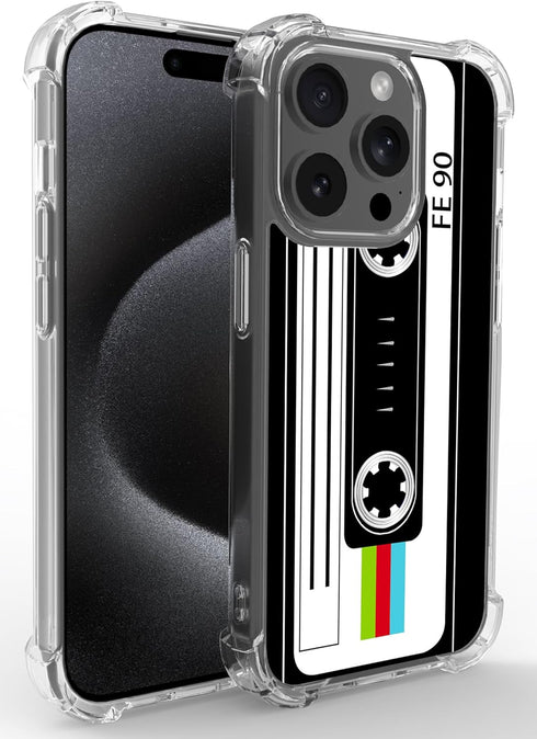 Retro Cassette Tape Phone Case for 15 Pro Max 6.7in, Slim Drop Protection Cover with Stand - Color Cassette Tape