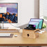 PERFECYEE 5-Cable, Bamboo Charging Station for Multiple Devices, Desktop Charger Organizer with Small Tray, Compatible