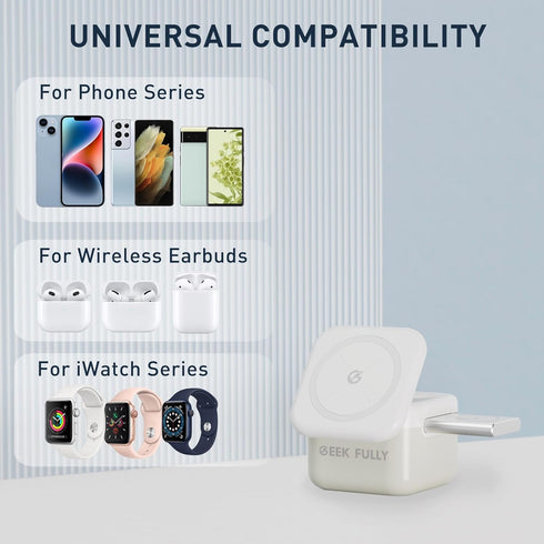 3 in-1 Magnetic Charger Stand - 15W Fast Charging for Apple Devices, Compatible with Phone, AirPods 3/2/pro, iWatch
