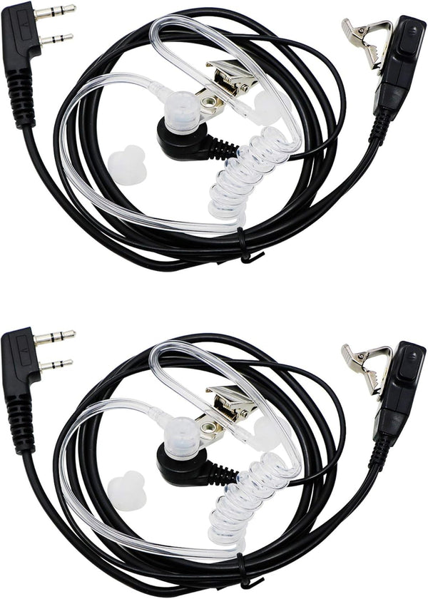 Walkie Talkies Earpiece with Mic, 2 Pin Acoustic Tube Headset for Baofeng UV-5R, Retevis RT21 RT22, 2 Pack