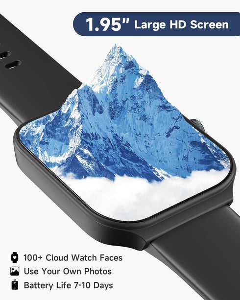 Smart Watch for Men Women, 1.95" Fitness Tracker with Call Function, IP68 Waterproof, Heart Rate/Sleep Tracker