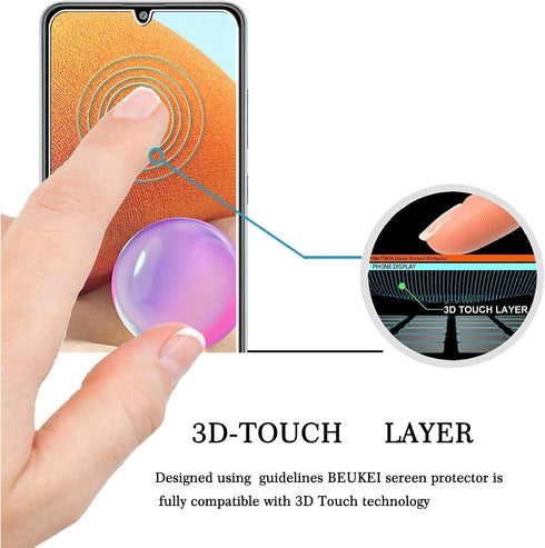 (3 Pack) Compatible for Samsung Galaxy A32 4G / A22 4G / A31 Screen Protector, Tempered Glass, 9H Hardness, 6.4 inch