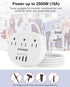 India to US Plug Adapter, 3 American Outlets & 4 USB Ports (2 USB-C), 24W Type D Travel Adapter for USA to India