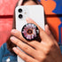Translucent Clear Phone Grip with Expanding Kickstand, Pink Daisy Flower Design for Smartphones