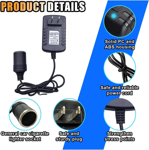 100-240V 12V 2A 24W AC to DC Converter, Portable Power Adapter for Car Devices, Auto Power Supply Transformer