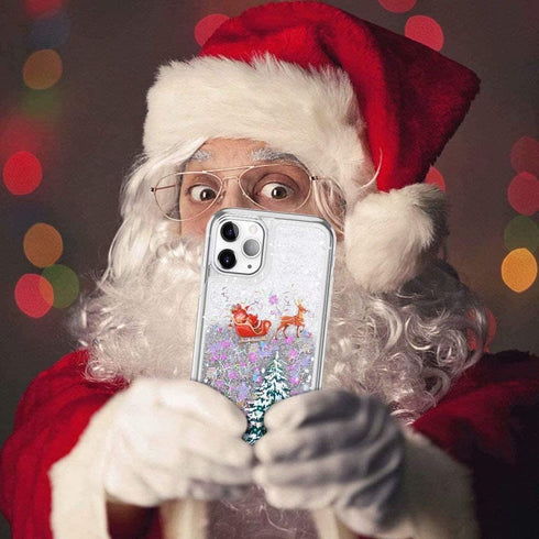 Shop iPhone 14 Pro Christmas Case: Glitter Sparkle Liquid Floating, Shockproof Clear TPU Bumper, Colorful Santa Claus