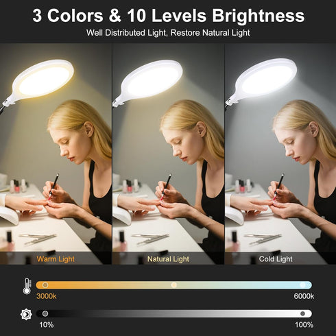 SH 10'' 360 Ring Light for Streaming, Full Screen LED Ring Light for Desk with Adjustable Arm, Video Conference