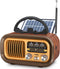 PRUNUS J-150 Bluetooth Retro Vintage Radio, Portable AM FM Transistor Radio, Solar/Battery Operated, TWS