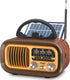 PRUNUS J-150 Bluetooth Retro Vintage Radio, Portable AM FM Transistor Radio, Solar/Battery Operated, TWS