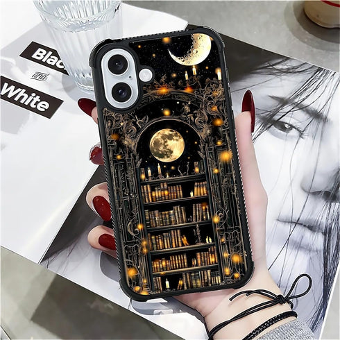 Toulas 16 for iPhone Case,Gothic Bookshelf Dark Academia Literary DesignAll-Round Protection Shockproof Anti-Scratches