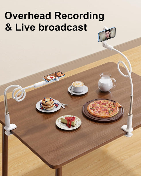HIYJEN 16 15 14 13 4-7" Gooseneck Phone Holder for Bed Laying Down with Clamp, Flexible Arm Overhead Phone Mount