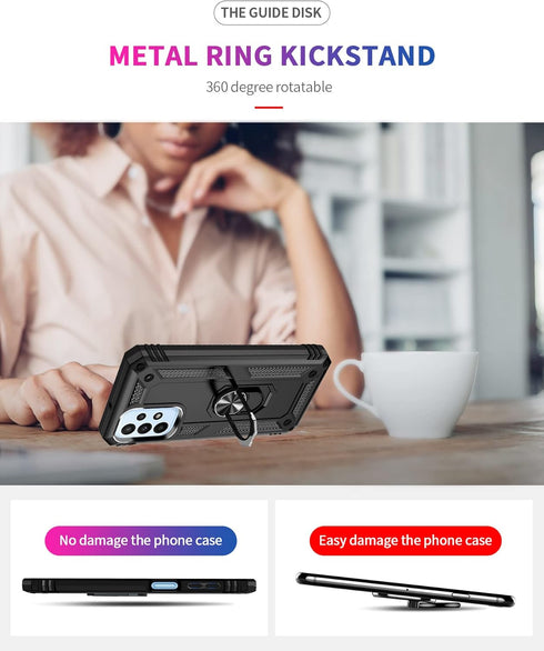 Military Grade Drop Impact Samsung Galaxy A23 5G Case (Purple) - 360 Metal Rotating Ring Kickstand Heavy Duty