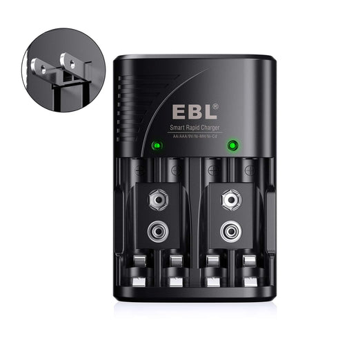 EBL Smart Rapid Charger for AA AAA 9V Rechargeable Batteries, Ni-MH Ni-CD Compatible