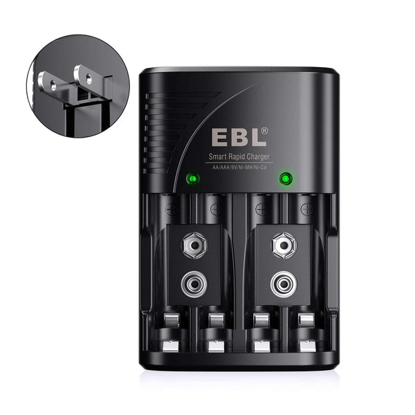 EBL Smart Rapid Charger for AA AAA 9V Rechargeable Batteries, Ni-MH Ni-CD Compatible