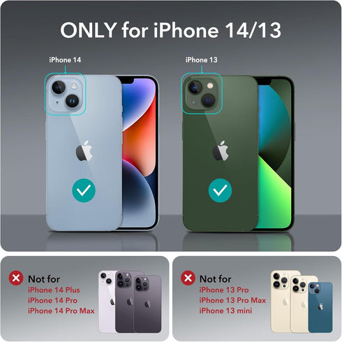 ESR iPhone 13/14 Case, Clear Magnetic Phone Case with Built-in Camera Ring Stand, Military-Grade Protection, Compatible