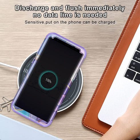 Miqala for Galaxy S8 Case, Glow in The Dark Three Layer Heavy Duty Shockproof Protective Case (Light Purple)