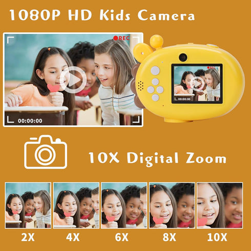 Instant Print Camera for Kids, 2.4 Inch HD Digital Video Camera, Selfie Camera for Age 3-12 with 32GB SD Card