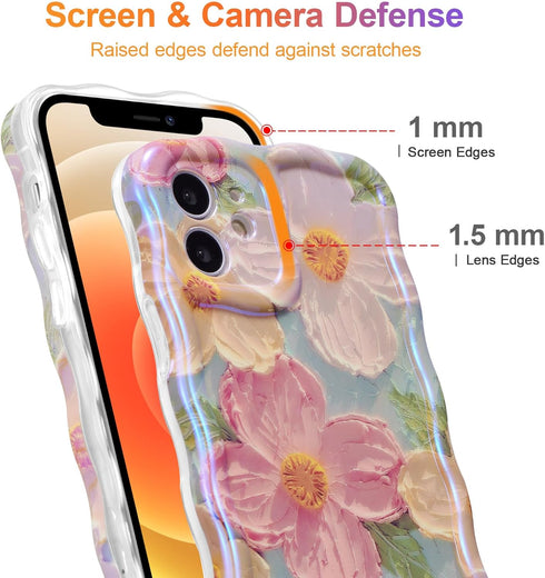 EYZUTAK Case for iPhone 11, Colorful Retro Oil Painting Printed Flower, Stylish Durable TPU Protective Case