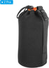 PATIKIL 2 Pcs Camera Lens Bag, 3.9" ID x 9.8" H Drawstring Pouch with Thick Neoprene, Lens Case for DSLR, Black & Orange