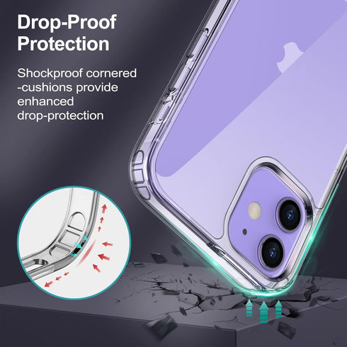 JETech Case for iPhone 12/12 Pro - 6.1-Inch Slim Shockproof Bumper Cover with 3-Way Metal Kickstand