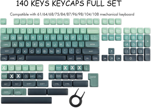 JOMKIZ 140 Keys PBT Keycaps, Customized ANSI Layout, MOA Profile Dye Sublimation Cute Keycaps Set for Cherry MX